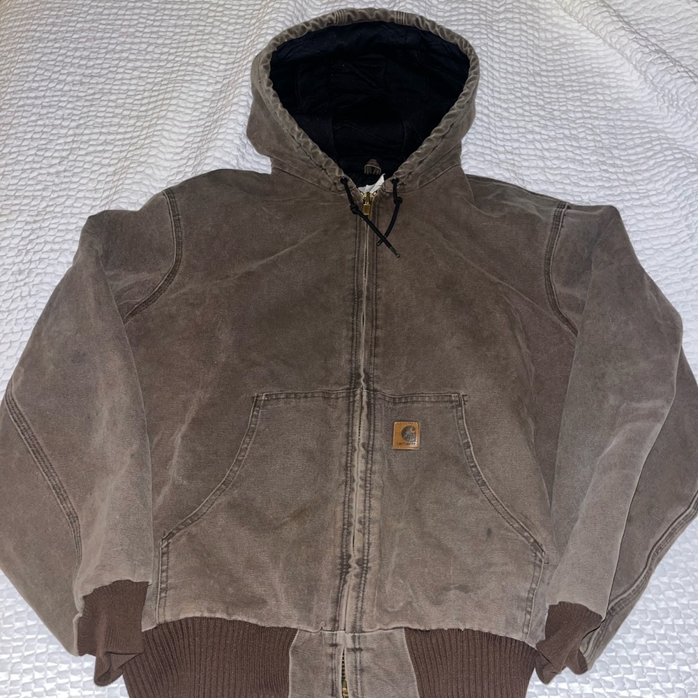 Brown Hooded Jacket with Logo